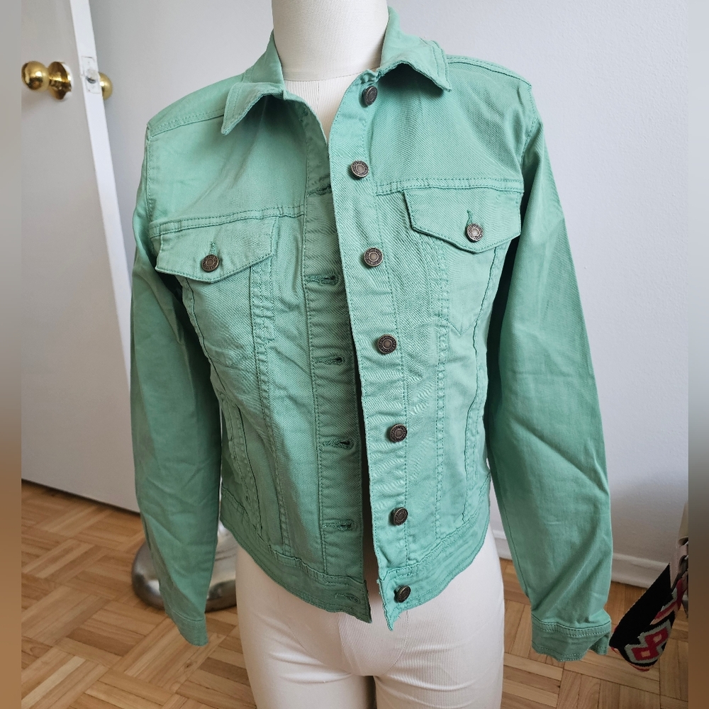 Mint Green Denim Jacket